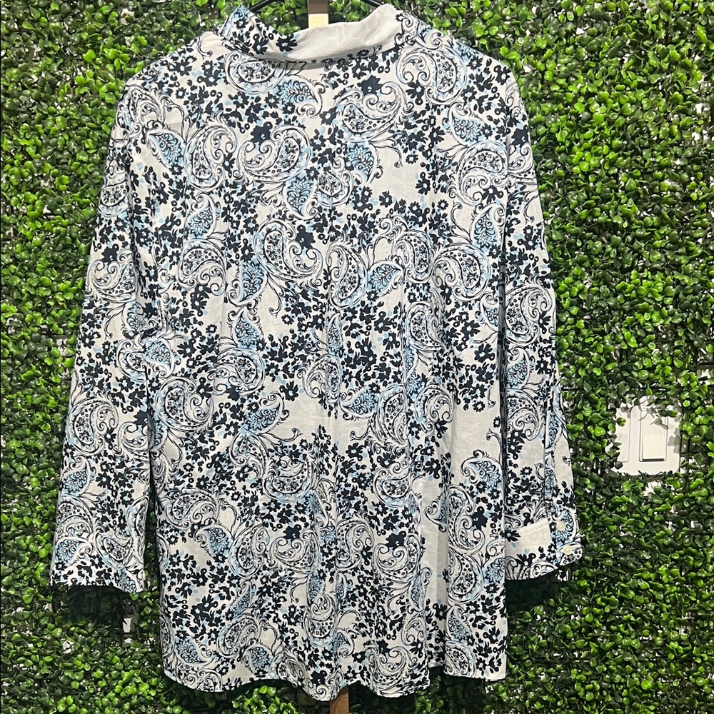 Van Heusen RT: $56 White Floral Print Men's White Shirt size XXL 100% Cotton - Picture 9 of 9
